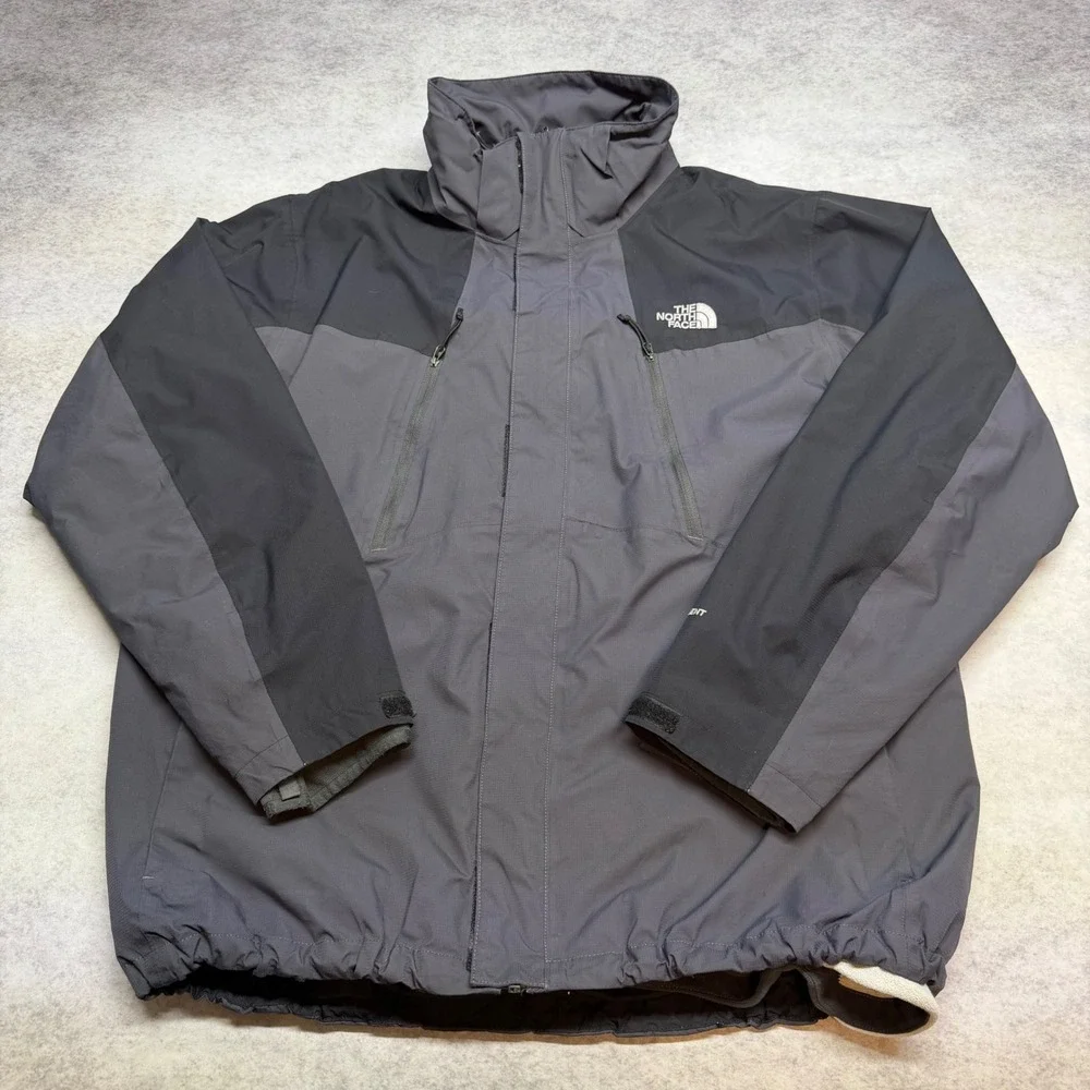 The North Face HyVent Triclimate 3 In 1 Jacket Mens XL Gray Black Fleece Lined
